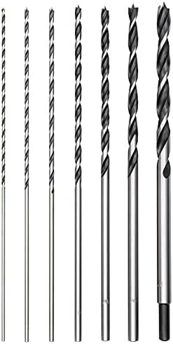 wesleydrill Extra Long Brad Point Drill Bit Set 7 Pcs 12" 300mm Carbon Steel Wood Drill Bits Set Fit for Bench Hand and Conventional Electric Drill