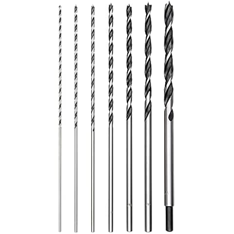 wesleydrill 7 Pcs Extra Long Brad Point Drill Bit Set,12" 300mm Carbon Steel Wood Drill Bits Set,Fit for Bench Hand and Conventional Electric Drill Cover