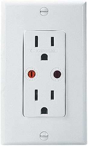 Leviton 6227-W DHC 1-Way Communication 15-Amp 120-Volt NEMA 5-15R, Split Duplex Receptacle Receiver, White