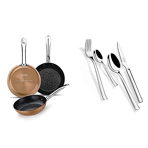 Monix M740040 Copper Set de 3 Sartenes Efecto Cobre, Aluminio Forjado Antiadherente con...