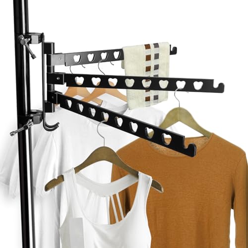 Jiaxitek RV Clothes Drying Rack 180 Swivel Arms All Metal Ladder Mounted Clothes Drying Rack 90Foldable Design for MotorHomes Boat Trailers Fifth Wheels Campers Travel Home