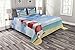 ABAKUHAUS Strand Tagesdecke Set, Leuchtturm Möwen Ozean, Set mit Kissenbezügen Romantischer Stil, für Doppelbetten 220 x 220 cm, Vermilion Blue