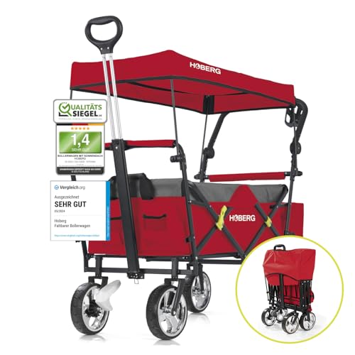HOBERG Bollerwagen faltbar mit Dach | nutzbar als Gartenwagen, Handwagen &...