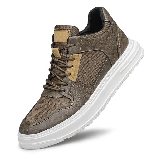 ihinzry Men's Elevator Shoes Invisible Height Increasing Shoes Smooth Leather Fashion Casual Shoes 2.4 Inches Taller Shoes with Height Increase Insoles