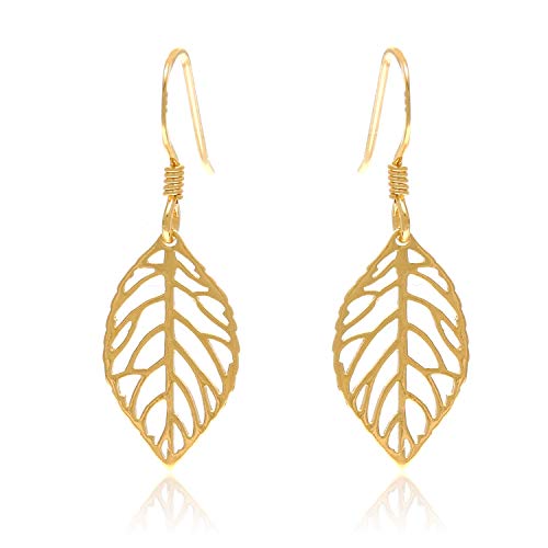 Boucles d'oreilles pendantes en argent sterling plaqué or élégantes