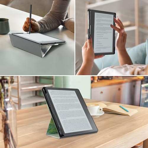 Image of CoBak Case for Tablet Reader - All New PU Leather Cover with Auto Sleep Wake Feature for Tablet Reader 10.2 inch 2022 & 2024 Released with Pen Holder (not Compatible with Remarkable),Green Wheat Field