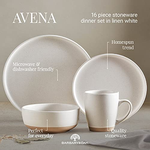 Barbary & Oak BO867007WHT Avena 16 Piece Dinnerware Set, Stoneware, Linen White - Image 3
