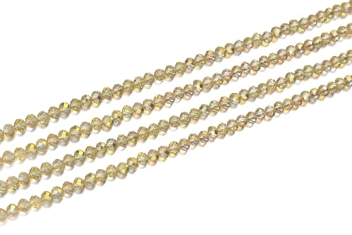 Image of 1000pcs Czech Faceted Rondelle Crystal Glass Beads 6mm Bulk Gold Shimmer