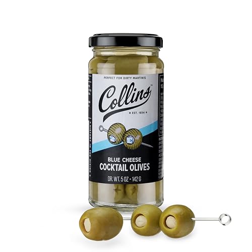 Collins Gourmet Blue Cheese Olives, Premium Stuffed-Cheese Garnish for Cocktails, Martinis, Bloody...