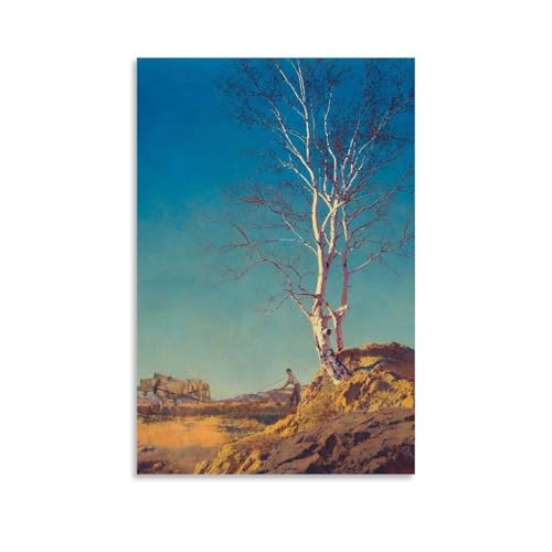 Affiche bouleau blanc par Maxfield Parrish déco murale rurale 20 pouces