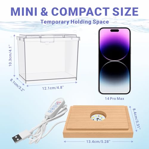 image for MoonOrange Mini Betta Fish Tank Kit with LED Light Base, Small Fish Bo
