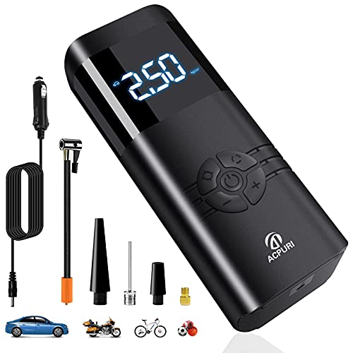 Portable Air Compressor Tire Inflator: 12V DC Auto Tire Pump Car Tire Inflator with Digital Pressure Gauge, Fast Inflation, Auto Tire Pump for Car Tires,Motorcycles