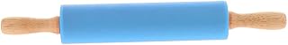 Inzopo - Rodillo de madera con mango de madera para hornear panadería, galletas Chapati Fondant masa pastelería pizza pastel de corteza de silicona, color azul, 29,5 x 4,2 cm, color azul