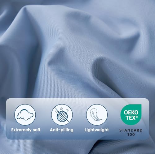 Amélie Home Cooling Comforter Queen Size, Dual-Sided Lightweight Cooling Blanket for Hot Sleepers, Q-Max 0.43 Breathable Cooling Quilt for Night Sweats, 90" x 90", Heather Denim Blue