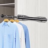 12' Valet Rod For Closet Pull Out Slide Out Adjustable Heavy Duty Valet Rod For Closet, Laundry Room, Bedroom, Bathroom(Black)