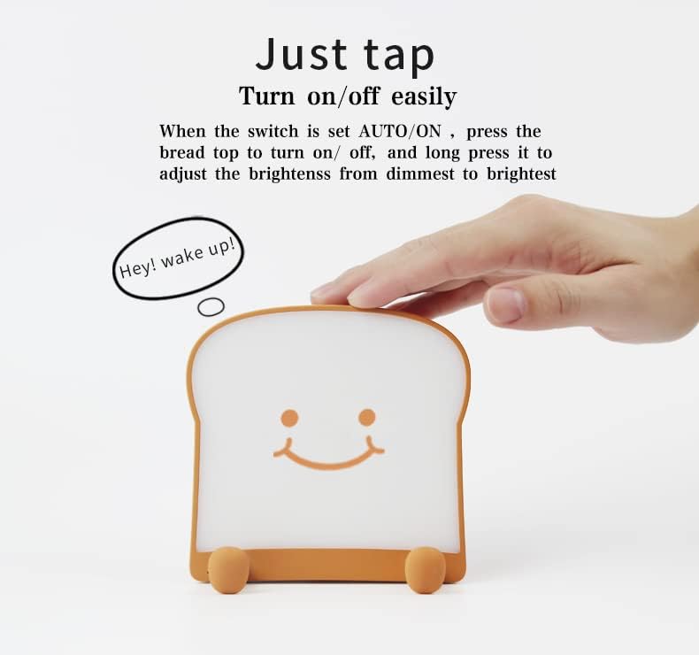 Vista 5 de ipalmay Luz nocturna de pan, lámpara de noche regulable recargable, luz de sueño de dormitorio de apagado automático con soporte para teléfono