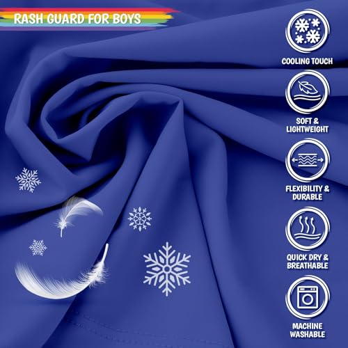 Image of Boys Rash Guard Swim Shirts Long Sleeve UPF 50+ Swimwear Toddler Kids Sun Protection SPF Water Surfing Swimming Shirts 0-16Y
