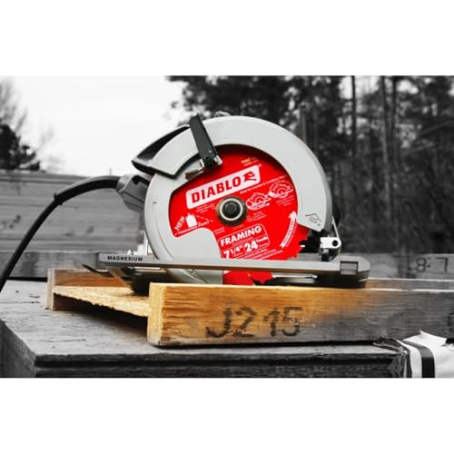 Image of Diablo Framing Saw Blade for Wood - 7-1 /4 inch Diameter, 24 ATB Teeth, 5 /8 inch Arbor, .059 inch Kerf, 15-Degree Hook Angle, .040 inch Plate, 8000 Max RPM - D0724X