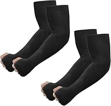 Unisex Fingerless Full Arm UV Sun Protection Sleeves – Dust & Summer Protection Hand Cover for Men & Women – Free Size for Running, Outdoor, Sports, Bike Riding, (Skin & Black)