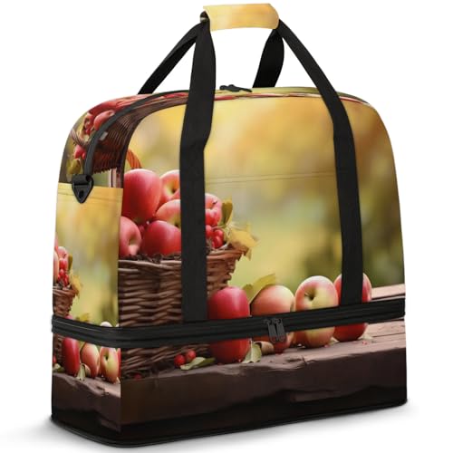 Large Weekender Overnight Bags Fruit Fruit Basket Apple Travel Duffel Bag for Women Men Gym Bag With Shoe Compartment Foldie Travel Tote Bag Carry On Personal Item Bag for Travel Gym Sports