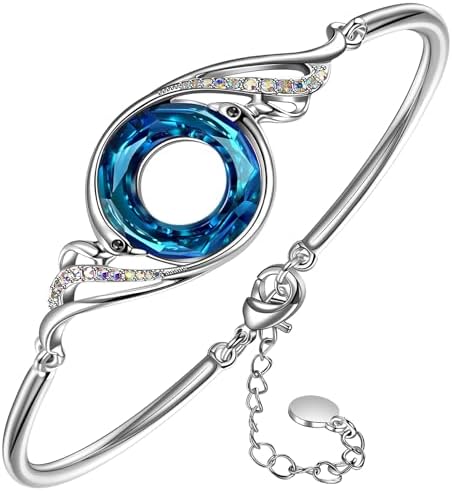 Kate Lynn "Rise From the Ashes" Phoenix Bracelet Made with Crystals from Austria, Adjustable Bangle Bracelet for Women 7"+2", Packaged with Jewelry Box, Birthday Gift for Women, Symbol of Luck and Renewal