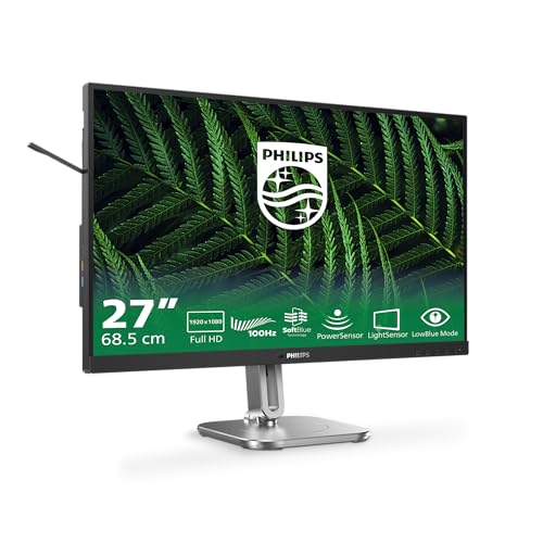 Image of Philips 27B2G5200-27 inch Full HD Monitor, Height Adjustable, Speakers, Adaptive Sync (1920x1080, 75 Hz, 1x D-Sub, 1x HDMI 1.4, 1x DisplayPort 1.2, USB Hub) Dark /Gray