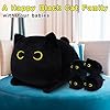 LSYDCARM Black Cat Plush, Black Cat Stuffed Animals with Babies Inside, Mommy Cat with 4 Baby Kittens Kawaii Cat Plushie Toy Birthday Gifts for Kids Boys Girls #2