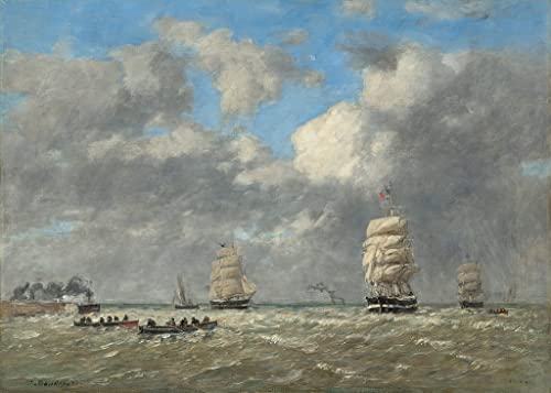 Peinture sur toile Le Havre d'Eugène Boudin pour décoration murale de maison en 60x90cm