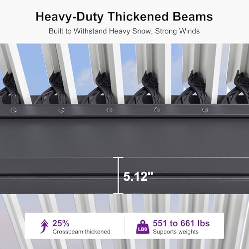 PURPLE LEAF Louvered Pergola 11' x 13' Outdoor Aluminum Pergola with Hidden Drainage System and White Adjustable Sun Shade Roof Patio Hardtop Small Pergolas for Porch Deck Side Yard Grill Station - Image 5