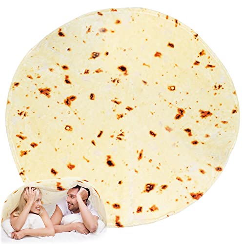 Bold And Brash Burrito Tortilla Blanket Novelty Food Throw Blanket for Adults Kids 300GSM Fluzzy Flannel Plush Blanket Double Sided for Bed Couch Travel Picnic Beach 60 Inch