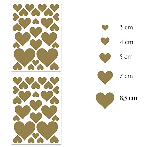 PREMYO Set of 54 Heart Wall Stickers Kids - Nursery Decor Easy to Apply - Decals for Bedrooms for Girls Boys Gold - Image 2