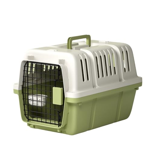 Diggly ペットキャリー 猫 キャリー 犬 ゲージ ハードキャリー 取手付き 室内用ハウス お出かけ 旅行 S/Mサイズ 小型犬〜中型犬 航空輸送対応ペットキャリーケース 通気性&組立簡単 ケージアウトボックス キャンピングキャリー (グリーン,M)