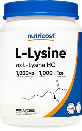 Nutricost Nutricost L-Lysine Powder 1KG (2.2lbs) Pure L-Lysine, Gluten-Free, GMO-Free sold by Nutricost - Amazon Seller - US