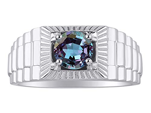 Bague alexandrite en argent style designer pour femme avec topaze mystique