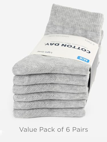 Image of COTTON DAY Unisex Kids Youth Boys Girls Soft Cotton School Crew Dress Socks Seamless Toe Black White Gray Navy 6 Pack