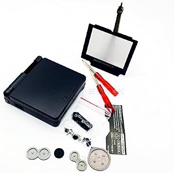 Replacement GBA SP Housing Shell Pack Compatible for Game boy Advance SP, GBA SP Shell case Replacement - Lens Screen Included Black