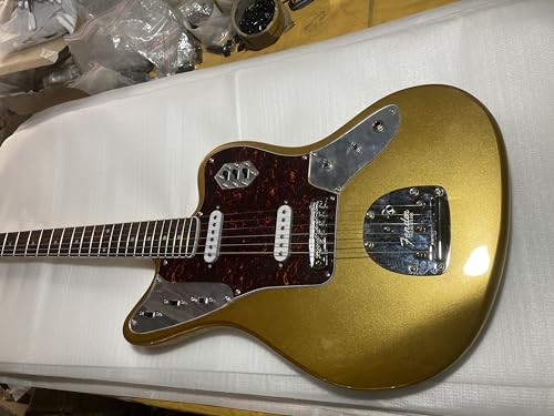 Guitare électrique peuplier érable dorée à six cordes avec matériel chromé robuste