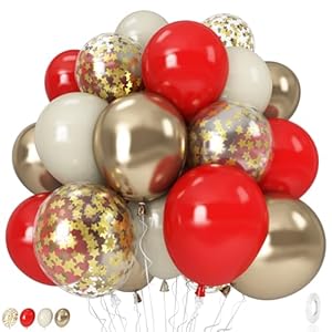 Red and White Balloons Set, 12 Inch...
