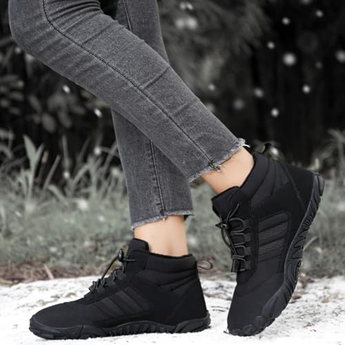 Hiking Boots for Women Men Barefoot Shoes Mens Womens Winter Warm Wide Toe Box Snow Boots Cold Comfort Non-Slip Water Resistant High Top Walking Shoe Running Boot Unisex3