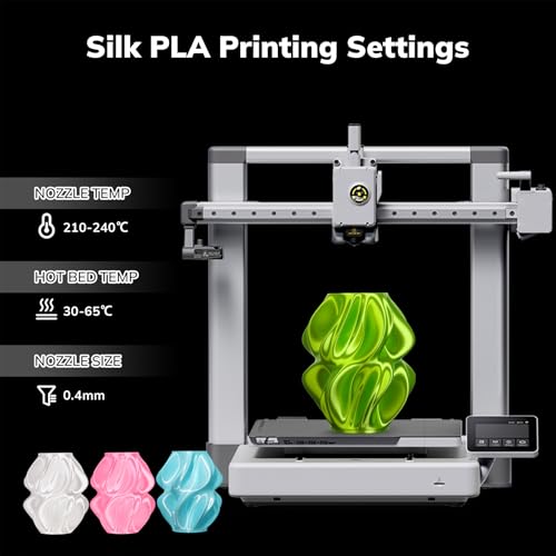 Image of AMOLEN PLA 3D Printer Filament,PLA Filament 1.75mm,Silk Filament Bundle,White,Sakura Pink,Neon Green,Baby Blue, 3D Printing Filament Bundle, 200gX 4 Spools