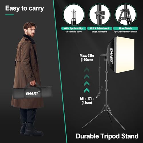 Image of EMART Softbox Photography Lighting Kit, 16 inchx16 inch Pull Soft Box, 50W 3000K-6000K LED Bulb with Remote /APP Control, Professional Photoshoot Equipment for Studio Lights, Portrait, Video Recording(1 Pack)