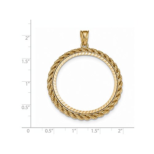14k Yellow Gold Casted Rope Prong 1p Bezel Necklace Pendant Charm Coin Holders/bezel Chinese Pa Fine Jewelry For Women Gifts For Her 14k Yellow Gold Casted Rope Prong 1p Bezel Necklace Pendant Charm Coin Holders/bezel Chinese Pa Fine Jewelry For Women Gifts For Her - Image 7