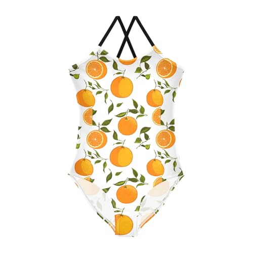 CHIFIGNO Oranges One Piece Swimsuit Kids, Spaghetti Straps, Cross Back Design, Ages 3T