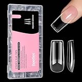 Beetles Nail Tips Medium Square 576Pcs 12 Sizes - Pre-Etched Soft Acrylic Nail Tips Half Matte False Nails Nail Art Full Cover Press Ons Nail Extensions Gift Set Home DIY Nail Salon