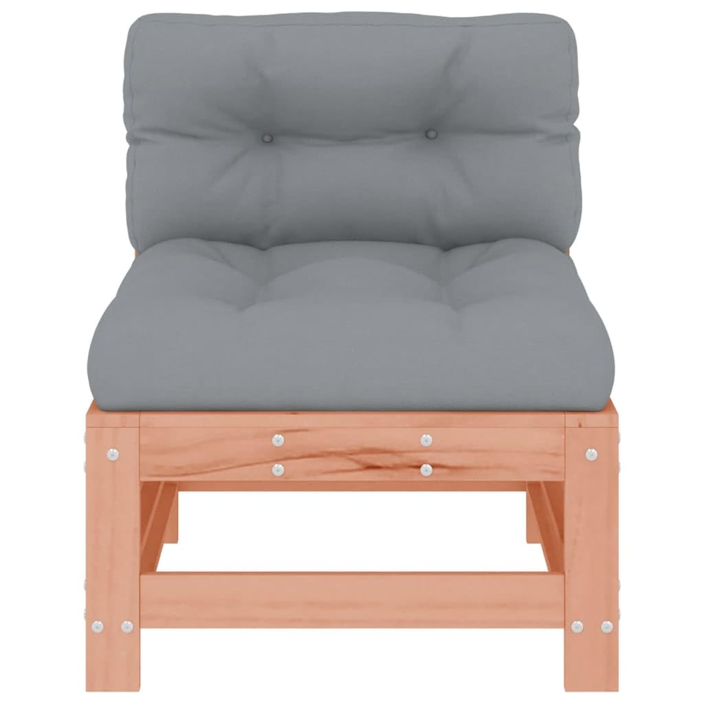 Canapés centraux modulaires en Bois Massif Douglas, avec Coussins Gris 2 pièces, Cadre Stable extérieur pour terrasse Patio Jardin, Assise Confortable 110 kg par siège