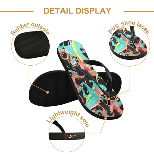 Nander Colorful Cartoon Dragon Sandal Flip Flops of Men's & Women's,Beach Slippers Flip Flops Shower Shoes2
