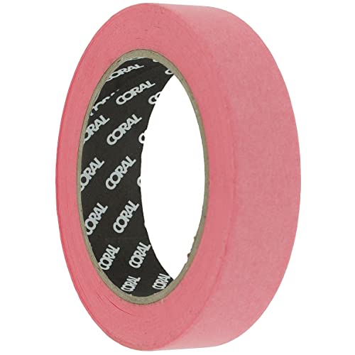 Coral 71601 Precision Masking Tape Low Tack Clean Edges on Sensitive Surfaces Pink Washi Paper 1 inch 50M roll