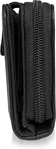 Image of K London Black Leather Small Womens Wallet 2 Zipped Pockets | 6 Card Slots | Compact Ladies Purse (KL 1225 Blk)