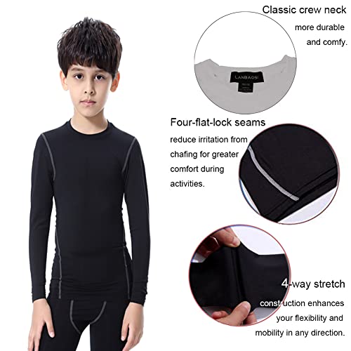 Youth Boys Football Compression Shirt & Pants Long Sleeve Athletic Shirts Sports Soccer Tights Kids Baselayer Set4