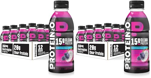 Image of Protein2o Hydration Drink - 2-in-1 Liquid Clear Whey Protein Isolate and Electrolyte Drink - 15g Protein,Vitamins B5,B6 - Post-Workout Recovery - 16.9 Fl Oz - Dragon fruit Blackberry,(Pack of 24)